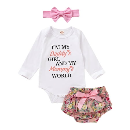 

Kucnuzki 12 Months Baby Girl Fall-Winter Outfits Shorts Sets 18 Months Long Sleeve Sweet Letter Prints Cozy Romper Tops Elastic Lace Trims Cozy Brief Shorts Headband 3PCS Set White