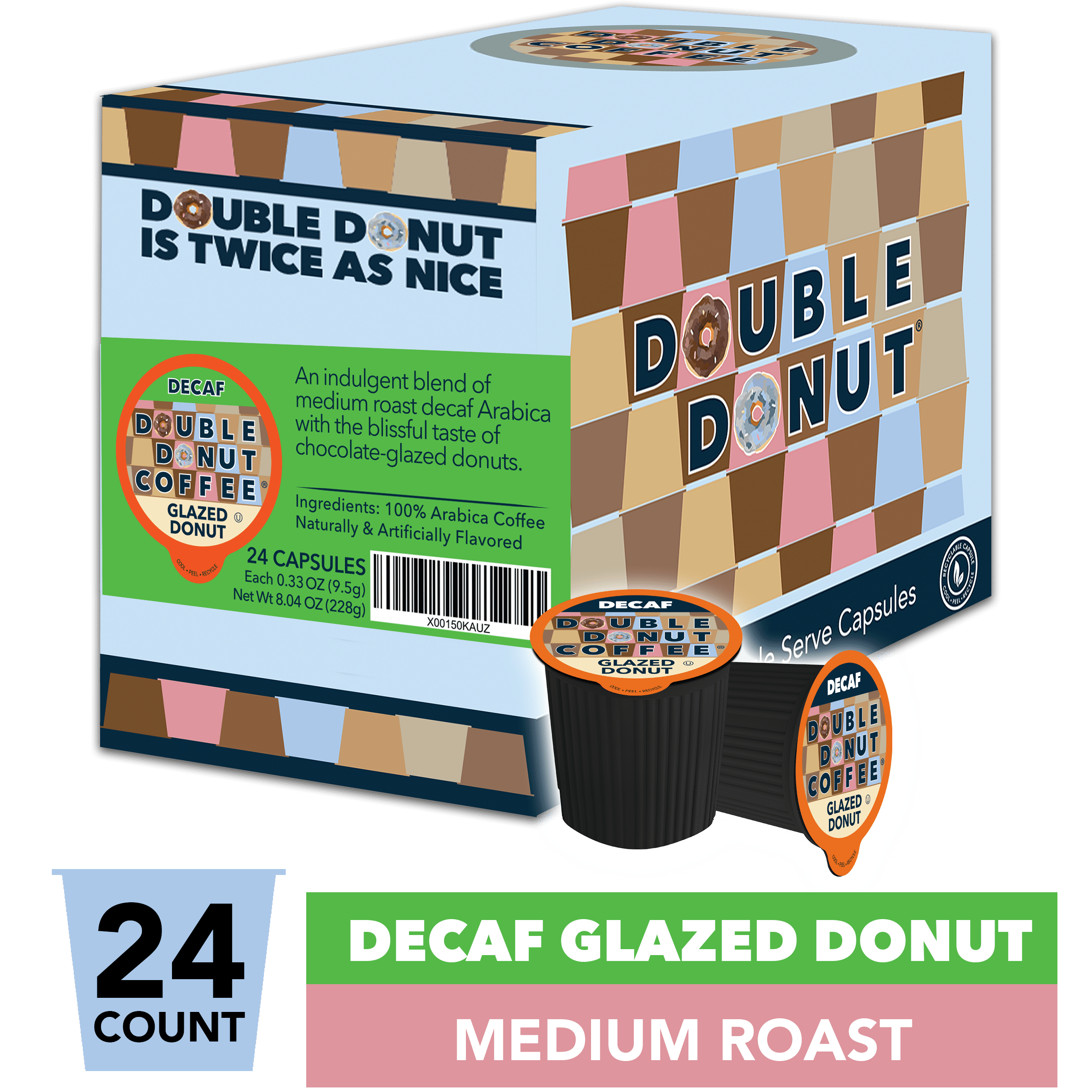 Double Donut, Decaf Glazed Donut 