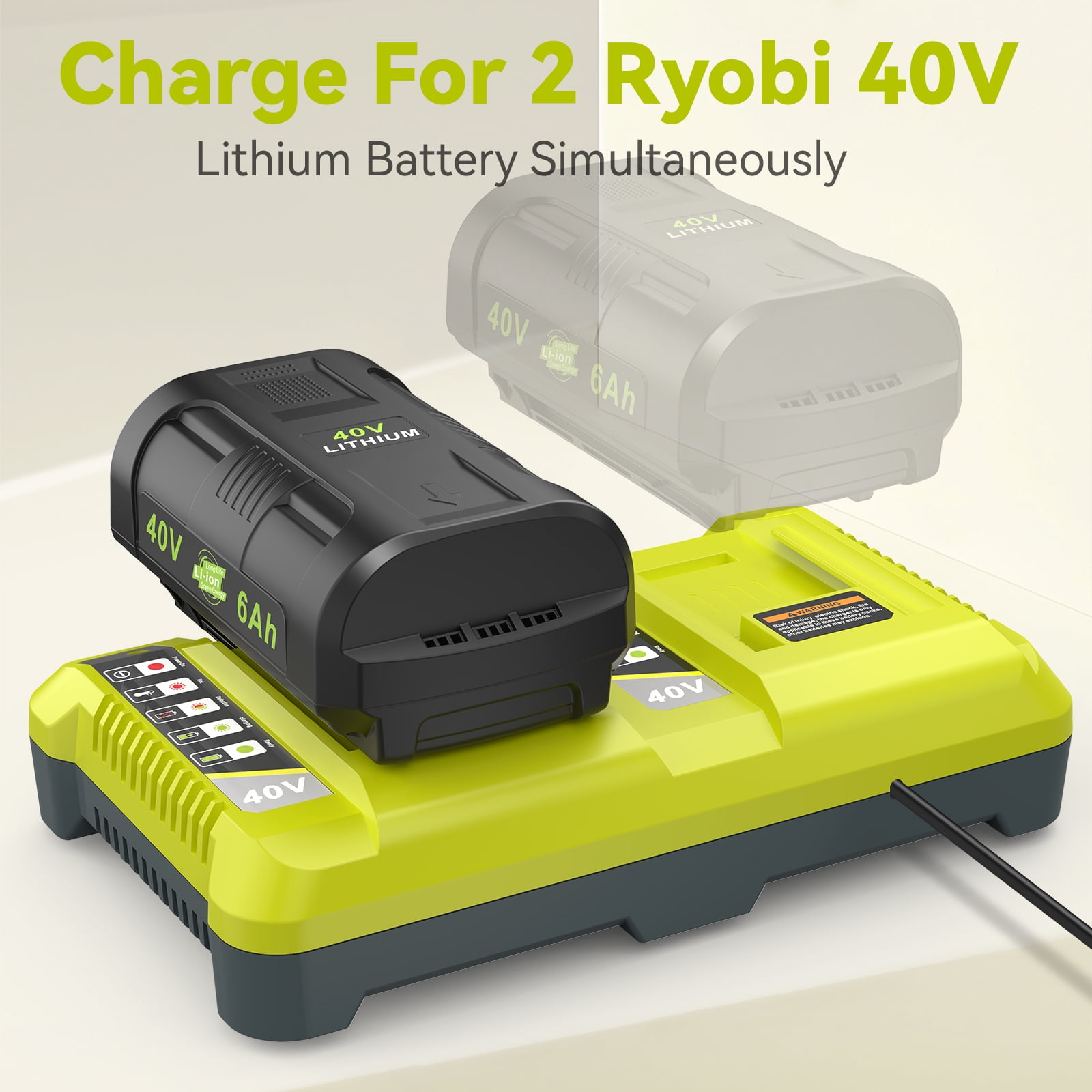 40V Battery Charger for Ryobi Battery, OP401 40 Volt Lithium ion Battery Dual Charger for OP4015 OP4026 OP4030 OP4040 OP4050 OP4060 OP40261 OP40301 OP40401 OP40501 OP40601 Battery