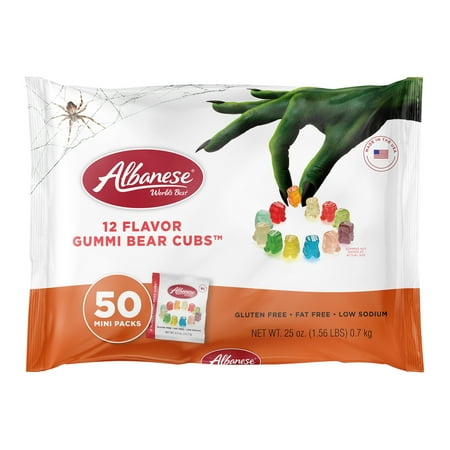 Albanese Halloween World’s Best 12 Flavor Gummi Bear Cubs Trick-or-Treat Bags, Lunch Essentials, 50 Mini Packs