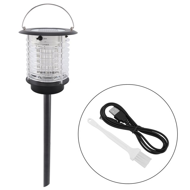 Luz LED acrílica con energía solar, lámpara antimosquitos para insectos y plagas, lámpara para césped y jardín (negro)