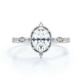 thumbnail image 3 of JeenMata 1.5 Carat Oval Cut Moissanite Engagement Ring - Bridal Set - 7 Stone Ring - Handmade Ring - 18k White Gold Over Silver, 3 of 7