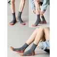 thumbnail image 7 of PULLIMORE 3 Pairs Mens Cotton Crew Socks Cushioned Athletic Ankle Short Sock (Gray), 7 of 7