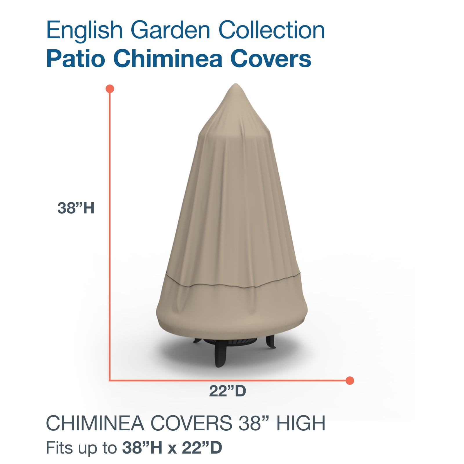 Budge 22"Dia. x 38"Drop Brown / Beige Patio Chiminea Cover, English Garden