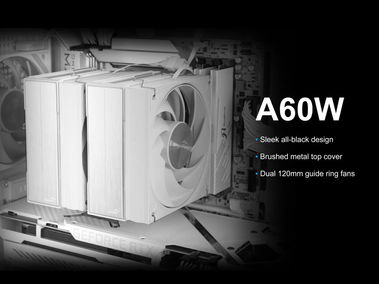 Sama A60White Dual-Tower CPU Air Cooler White6 Heat Pipes Dual 120mm PWM