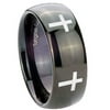 Tungsten Crosses 8mm Glossy Black Polished Dome Men Ring