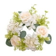 thumbnail image 4 of Artificial Hydrangea Rose Candle Holders Wreath Christmas Table Decor Wreath Hydrangea & Artificial Rose Candle Holder Wreath – Cream, 4 of 5