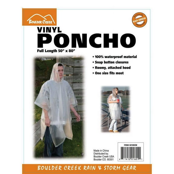 PONCHO RAIN VNYL CL50X80 (Pack of 1)