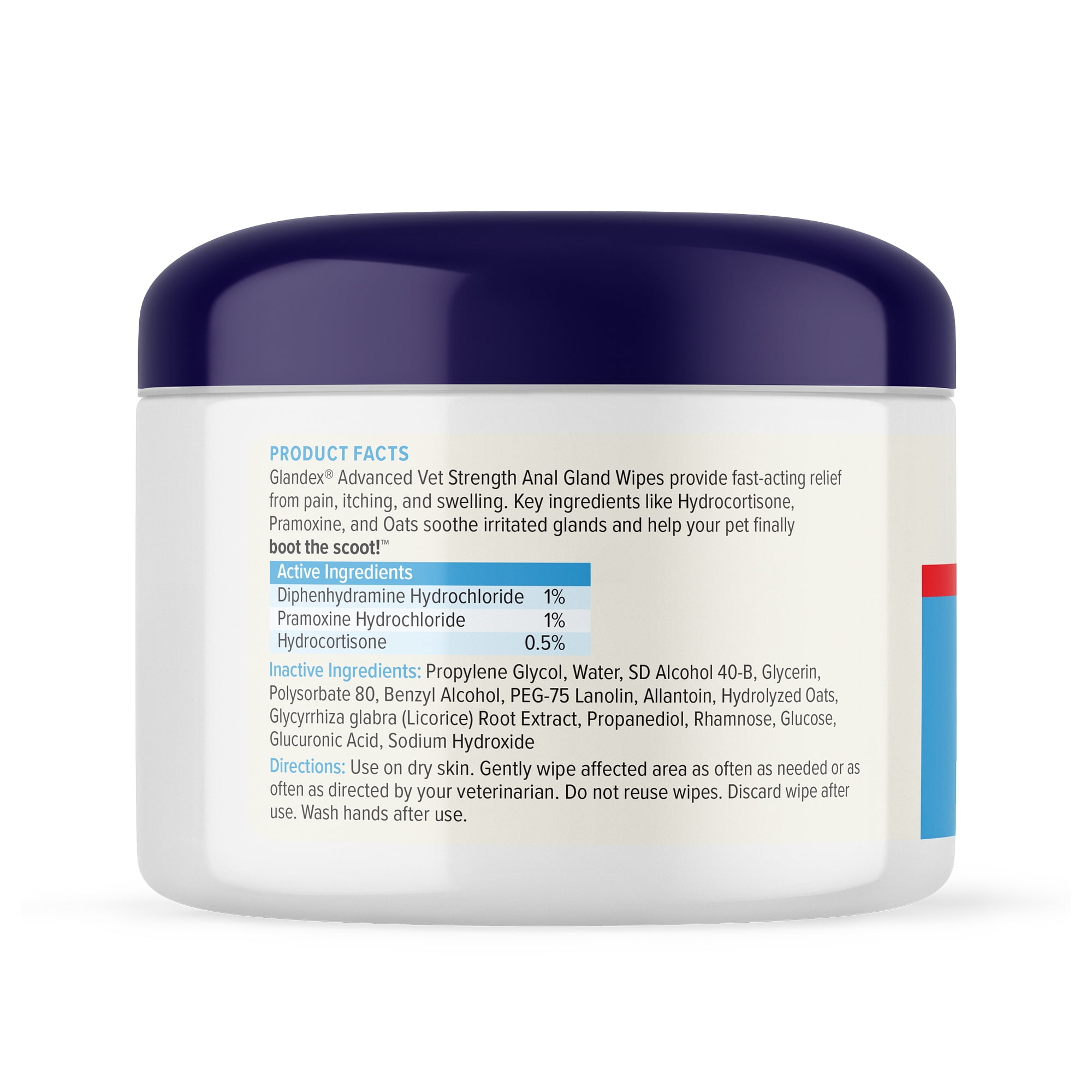 Vetnique Glandex Advanced Vet Strength Anal Gland Wipes for Dogs with Hydrocortisone & Pramoxine, 50 Count