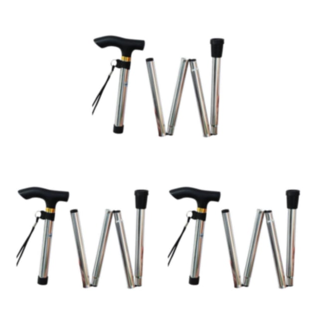 Qarigey Muletas Trekking Muletas plegables Bastones para caminar Accesorios de senderismo a prueba de golpes Stick Running Trail Canes Silver Type1 NO1