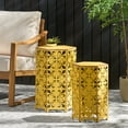 thumbnail image 2 of GDF Studio Shay Iron Hexagonal Accent Tables, Antique Yellow, 2 of 11