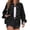 Black, variant on Women's turn Down Collar Solid Color Casual Denim Jacket with Open Front Daily Wear