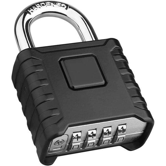 4-Digit Code Padlock, 53mm Outdoor Waterproof, Robust and Anti-Theft, 8mm Combination Latch, Outdoor Garage Door Lock, for Gardens, Yards, Fence, Locker-Black