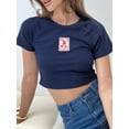 thumbnail image 6 of Raccmtaty Women Crop Basic T-Shirts Summer Patchwork Short Sleeve Tops Pullovers for Streetwear Aesthetic Grunge Clothes, 6 of 9