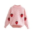 thumbnail image 2 of NAISIBABY Girls Sweater, Long Sleeve Crew Neck Strawberry Knitted Pullover Fashion Sweater Pink 2T, 2 of 3