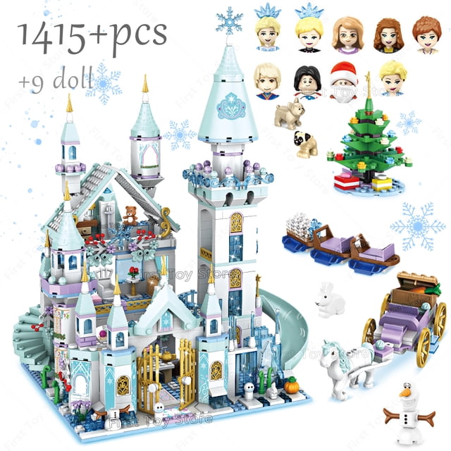 Disney Frozen Anna Elsa Castillo de princesas Bloques de construcción Kit Ladrillos Modelo de película clásica Niños Niñas Juguetes para niños Regalo
