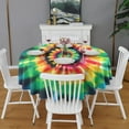 thumbnail image 2 of Rainbow Tie Dye Mandala Pattern Round Tablecloth 60"x60",Wrinkle Wipeable Table Cloth for Kitchen Dining Room Picnic Patio Party, 2 of 6