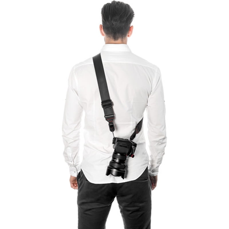RucPac Slide Camera Strap – Verstellbarer Kameragurt | Schwarz | Für Nikon & Canon | Mit Rutschfester Silikon-Seite