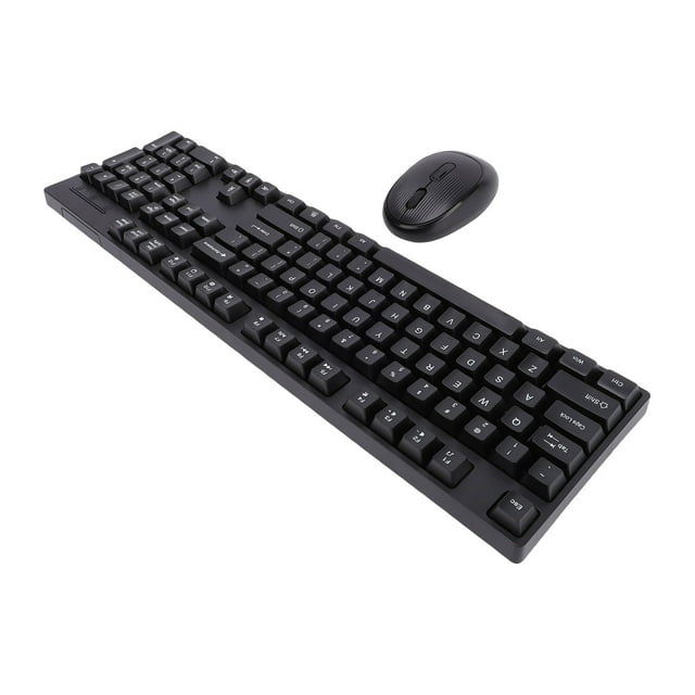 Wireless Keyboard and Mouse Combo, 2.4GHz 104 Keys Full Size Ergonomic Keyboard, Smart Power Saving, Anti Fading for Laptop, Computer, PC