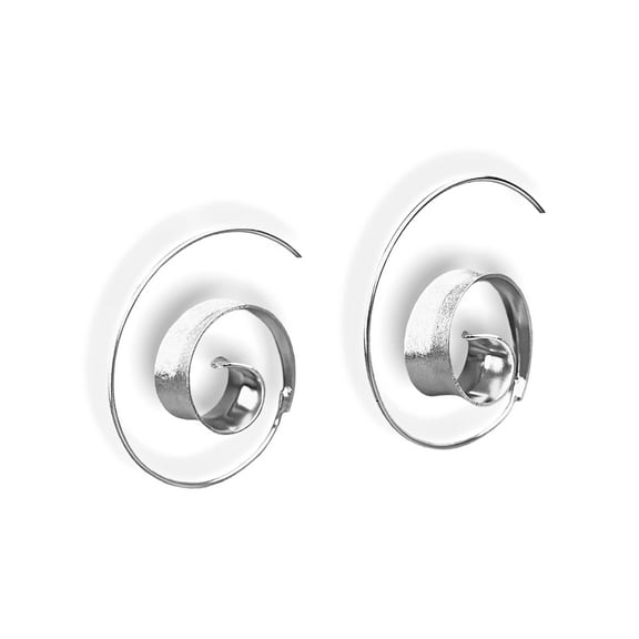 Spiral Earrings 925 Sterling Silver - XL Spiral Real Silver Earrings with Gift Box