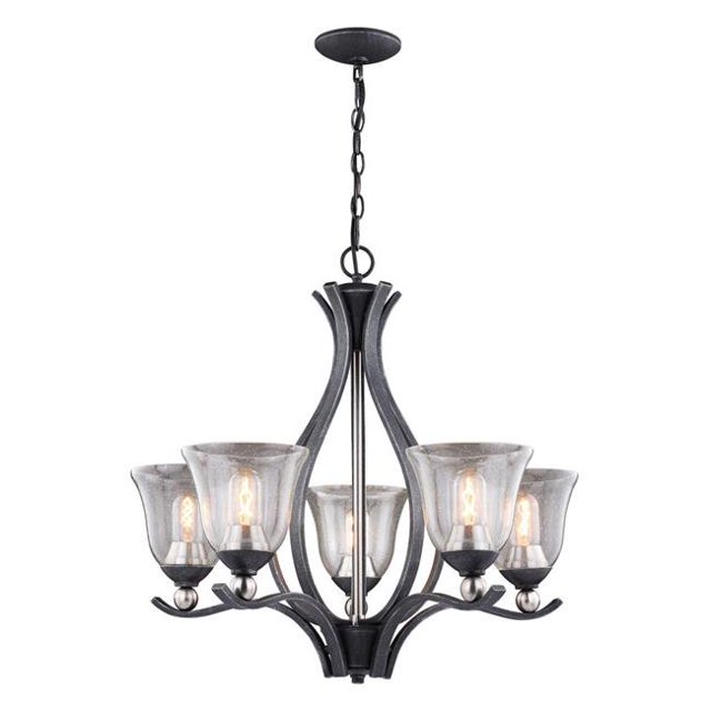 Vaxcel H0233 Seville Lustre 5 Lumières, Graphite Texturé avec Nickel Satiné