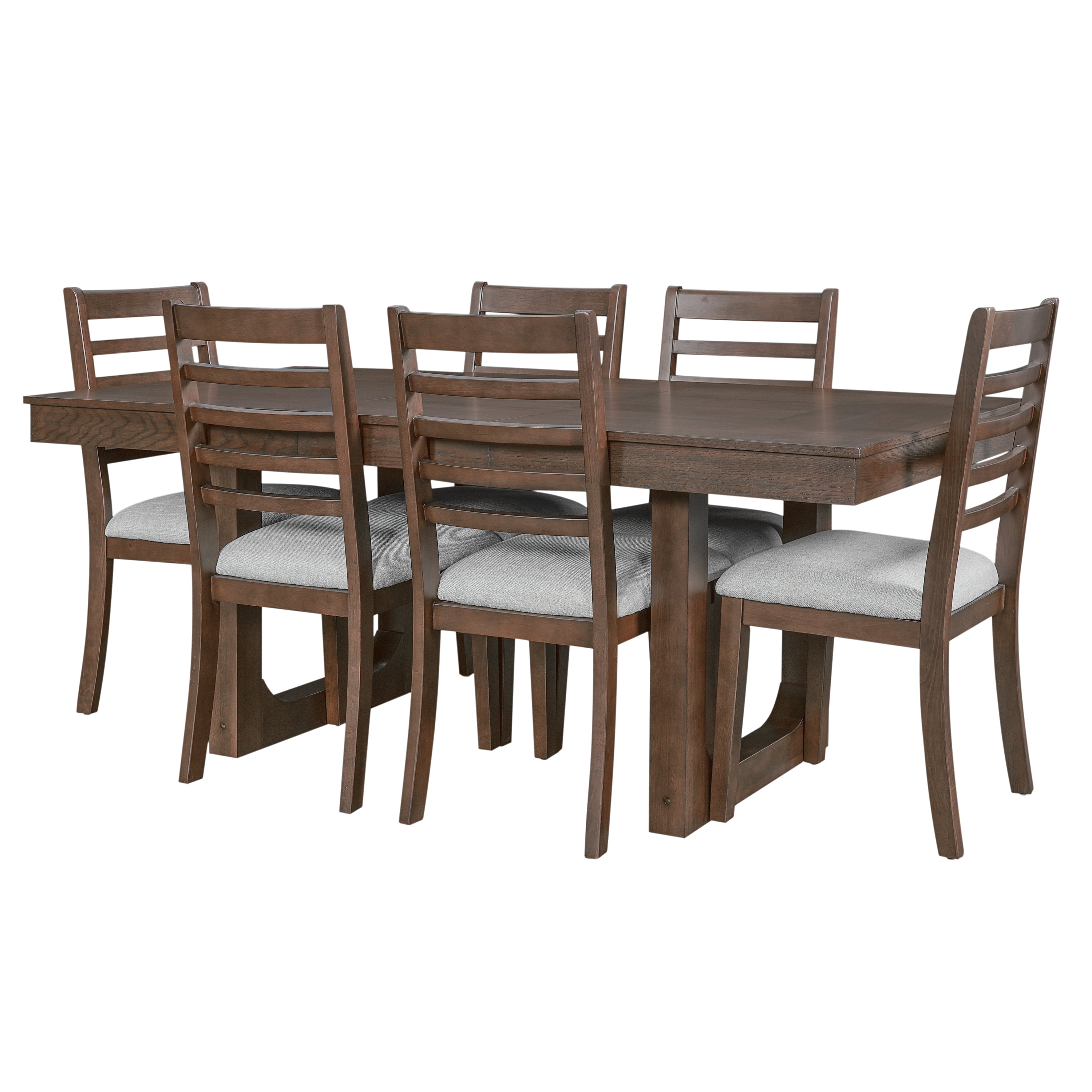 Euroco 7-Piece Wooden Dining Table Set,78" Extendable Dining Table & Chairs Set with 18" Leaf for 6-8,Farmhouse Kitchen Table Set for Dining Room,Brown