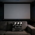 thumbnail image 3 of Funda de almohada de película para amantes del cine | Tejido de poliéster suave con estampados clásicos de cine | Diseño de palomitas de maíz, tiras de película y claqueta para decorar el dormitorio, 3 of 3