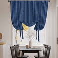 thumbnail image 3 of Dark Blue Balloon Curtains for Bedroom/Front Door/Bathroom, Retro Farmhouse Plants Wall Lines Texture Tie Up Curtains 63 Inch Length Light Filtering Kitchen Curtains Shades for Windows 46"x63", 3 of 8