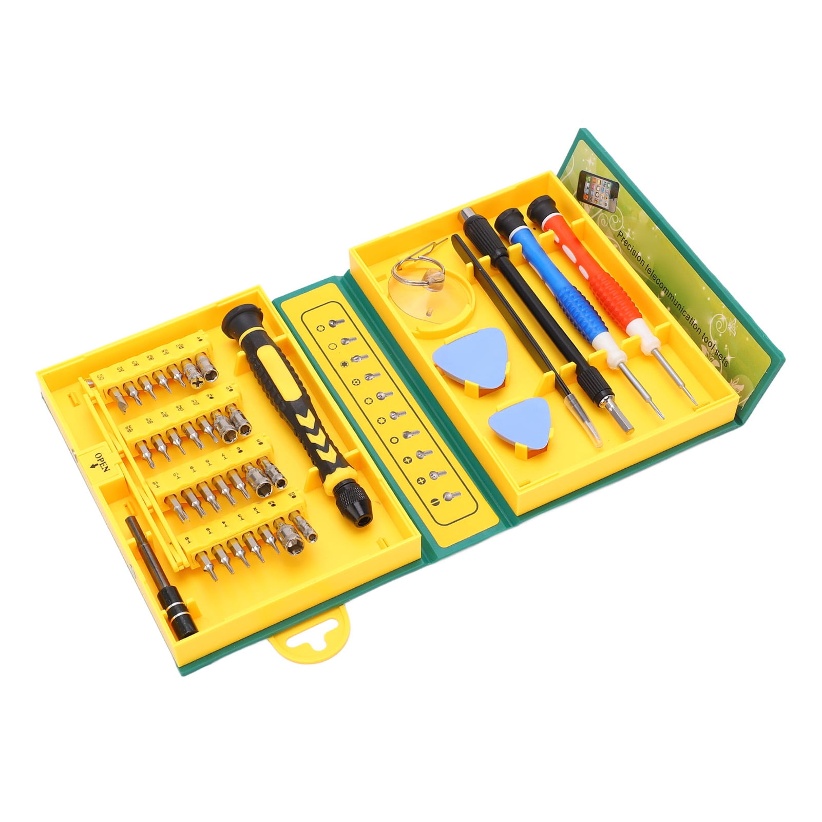 LAZIOEGR 38-Piece Precision Screwdriver Set, Magnetic Repair Tool Kit with Bendable Extension, Case Prying Tools, for Phones Electronics 5.9 inches / 15 cm