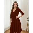 thumbnail image 5 of YUSHO Women's Wrap Dress Cocktail Church Wedding Midi Dress A-Line V Neck 3/4 Sleeve Casual Dresses, 5 of 5