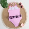 thumbnail image 4 of Gubotare Kid Swimsuits Girls One Piece Swimsuit Cute Striped Bathing Suit Hawaii Swimwear Size 5-6 (Pink,5-6 Years), 4 of 9