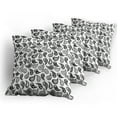 thumbnail image 5 of Ambesonne Paisley Throw Pillow Cover 4 Pack, Different Flowers Forms, 16", Grey and Black, 5 of 7