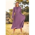 thumbnail image 3 of PRETTYGARDEN Women's Spring Fall Midi Dress Casual Long Sleeve V Neck Swiss Dot Pleated A Line Flowy Dresses, 3 of 6
