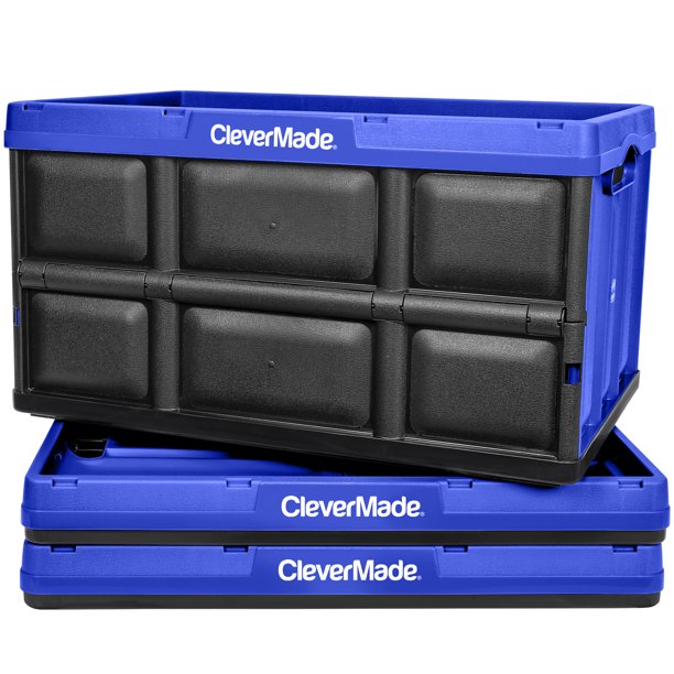 CleverMade Adult Durable Stackable Collapsible Plastic Storage Bin