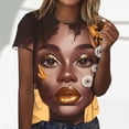 thumbnail image 2 of TSADFHJI Hauts pour Femmes Élégants TG Mode Décontractée Ample Imprimé Col Rond Manches Courtes T-Shirt Haut TTTG Or, 2 of 5