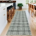 thumbnail image 3 of Garvee Washable Rug 2x10 Modern Plaid Runner Rug, Non Slip Stain Resistant Rug Geometric Carpet for Hallway Bedroom Kitchen, Green, 3 of 8