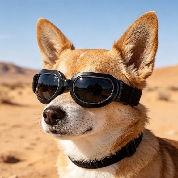 Gytml Dog Cat Sunglasses Uv Protection, Lightweight Adjustable Strap Pet Goggles, Windproof Eye Care Essential Outdoor Accessory For Small Medium Dogs & Cats(Black-12X3.5cm)