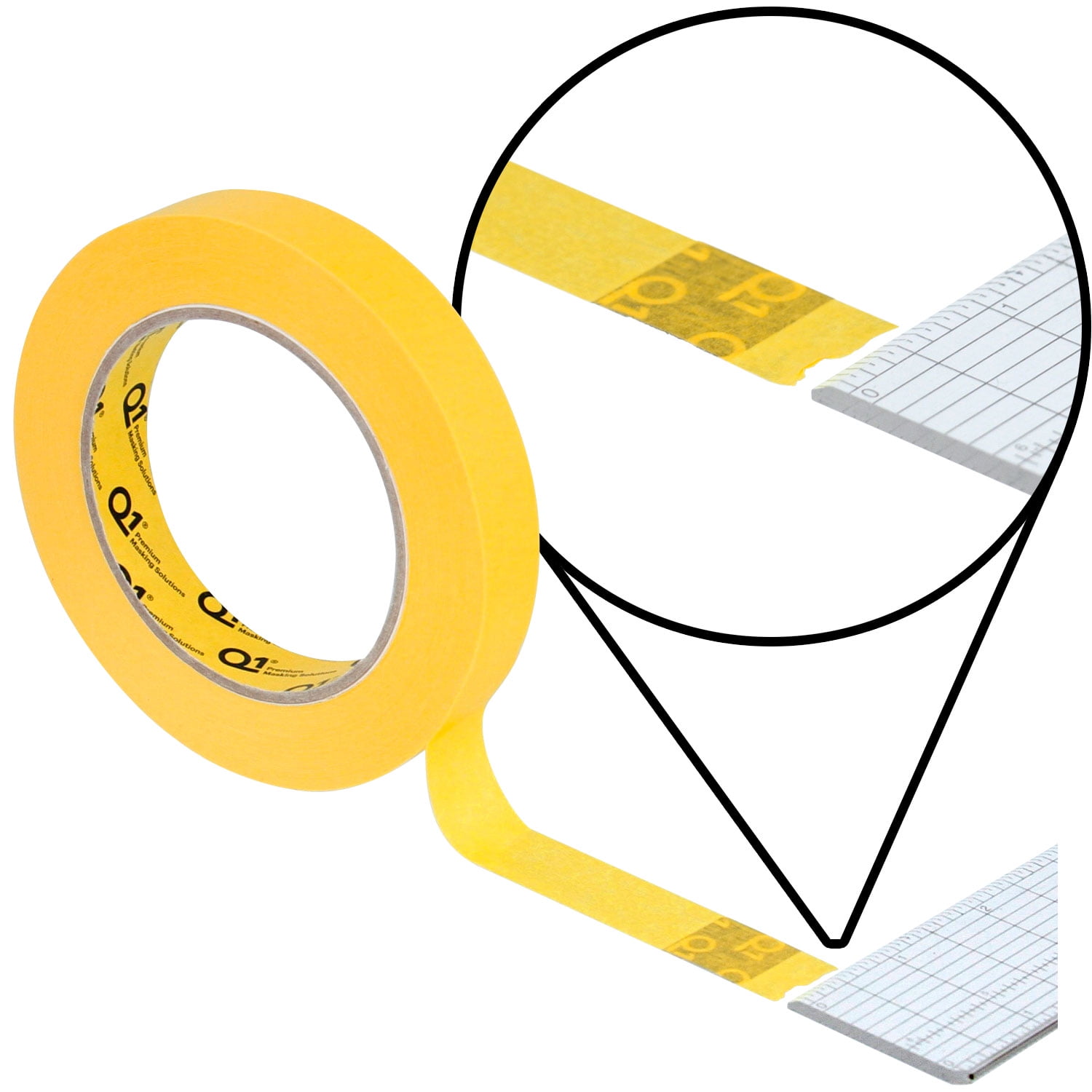 Q1 - 3/4 inch (18mm X 55m) High Performance Auto Yellow Masking Tape - 48 Rolls