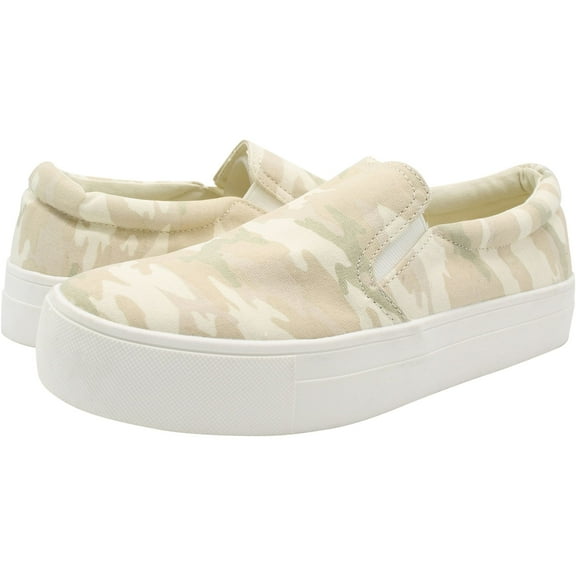 American Eagle Womens Camo Slip On Platform Sneakers, Beige, 6 B(M) US Unisex