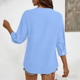 thumbnail image 5 of Womens Fashion Casual Button Down Shirt 3 4 Sleeve Solid Basic Tops For Daily Wear, 5 of 7