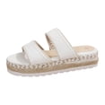 thumbnail image 5 of Rokment Stitching Espadrilles Platform Beach Sandals for Women Fashion Casual Height Increasing Flatform Comfortable Walking Chunky Flat Dress Slip on Slides Summer Vacation White Size 7.5, 5 of 6
