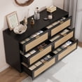 thumbnail image 4 of GloryStar Wide Rattan 6 Drawer Dresser, Modern Bedroom Chest with Gold Legs and Handles, Large Tabletop, and Anti-Tipping Design, 4 of 6