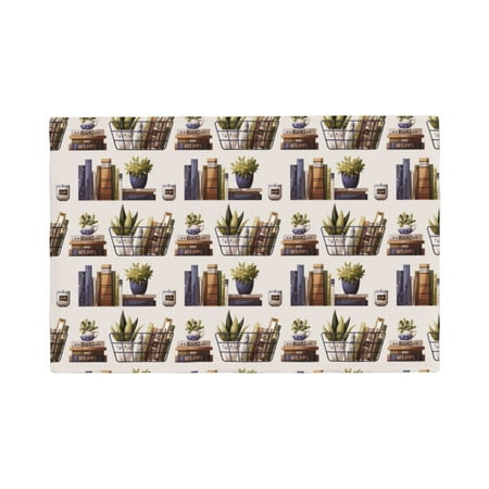 

Placemats Set of 6 cute books plants reading print Place mats for Dining Table Indoor/Outdoor Cute Heat Resistant Washable Table Mats(18 x 12 )