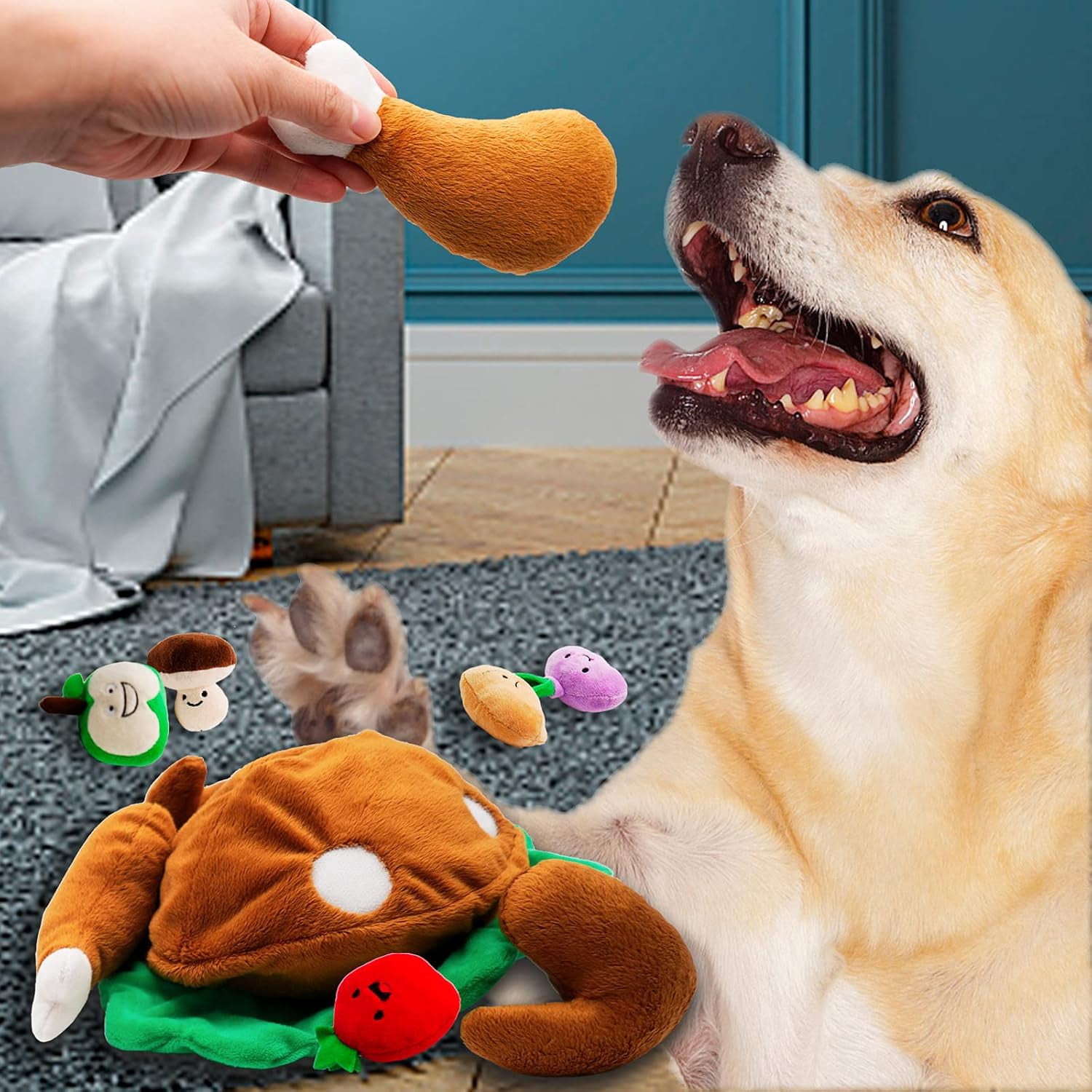 Lepawit Hide and Seek Dog Toy, Squeaky Interactive Puzzle Toys for Small and Medium Dogs - Turkey
