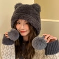 thumbnail image 3 of SikaFu In Autumn And Winter Plush, Thunder, Thunder, Fighter Hat, Cute Bear Ear Wool Cap, 3 of 9