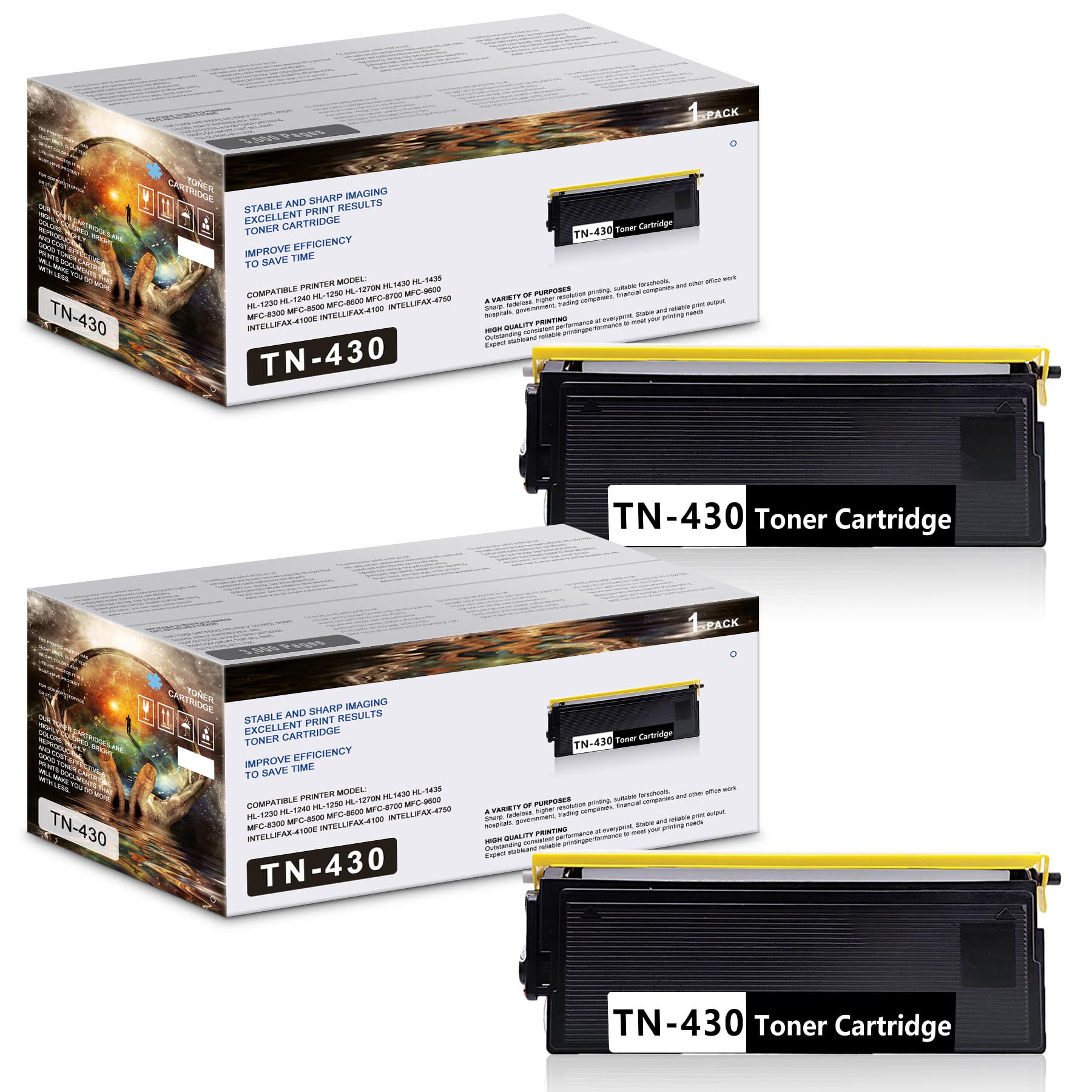 2 Pack Black) TN430 TN-430 Toner Cartridge Replacement for DCP-1400,HL-1435, HL-1440,HL-1230,HL-1240,MFC-9800,MFC-9870,MFC-9600MFC-8700,MFC-P2500,4750e,4750 Printers.(100% Quality Printing Guaranteed) -