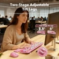 thumbnail image 5 of Wireless Keyboard and Mouse Combo Latte, Retro Round Keycaps, Full Size with Detachable Wrist Rest, 2.4G for PC Mac Windows, 5 of 9