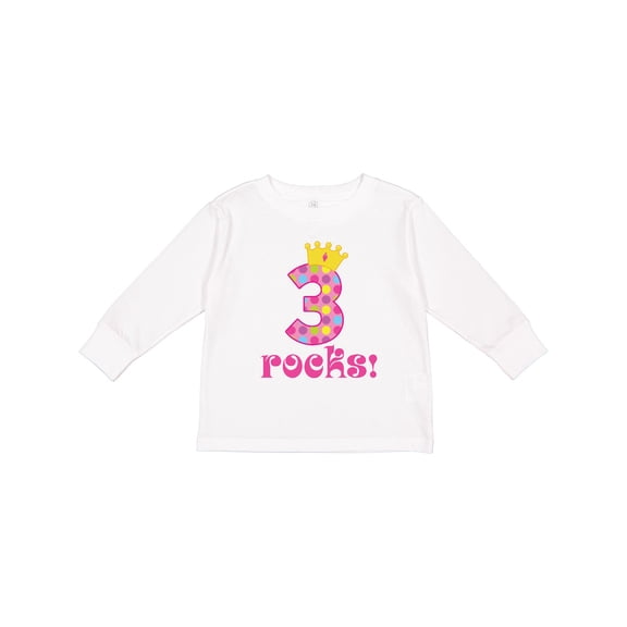 Inktastic 3rd Birthday Rocks Princess 3 Year Old Girls Long Sleeve Toddler T-Shirt