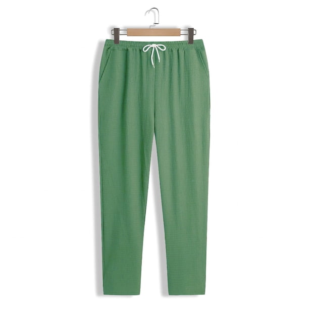 Pantalones largos para hombre, color liso, informales, a la moda, con cintura elástica, holgados, de pierna ancha, rectos, de poliéster