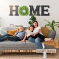 thumbnail image 3 of Rustic Wooden Wall Hanging HOME D?cor Sign, Cutout Block Letters Weathered Wood With Green Leaf Circle Wreath, Pediment Alphabets Plaques for House Decoration, Black, 3 of 8